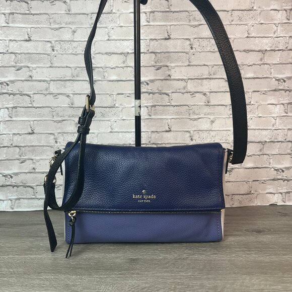Kate Spade Cobble Hill Marsala Leather Shoulder Bag - Oyster Blue/Multi PXRU6222 - Picture 1 of 6